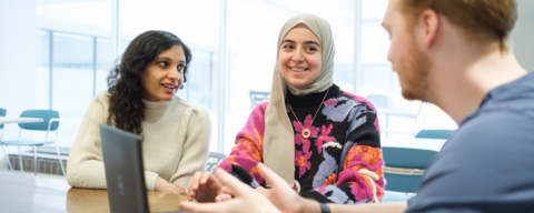 Group of students working in a common area