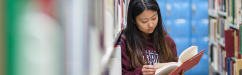 Student in library