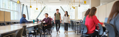 Students walking in common space