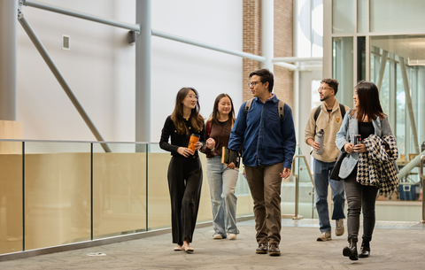 Students walking in Hagey Hall
