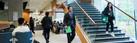 Students walking in Tatham Centre