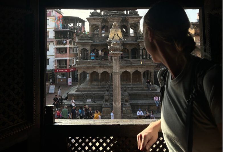 Kate Manninger looking out a window