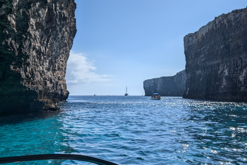 Water and cliff view from a boat