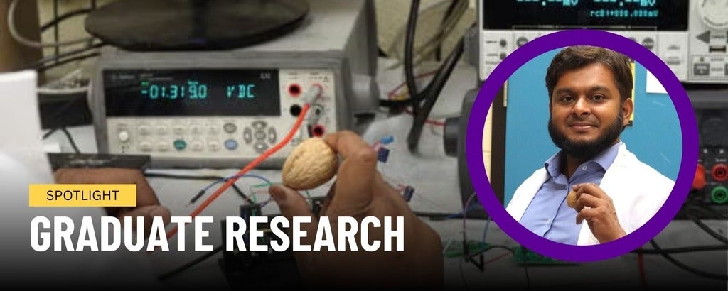 A headshot of PhD candidate Nazmul Hossain is shown with the text, "Spotlight: Graduate Research"