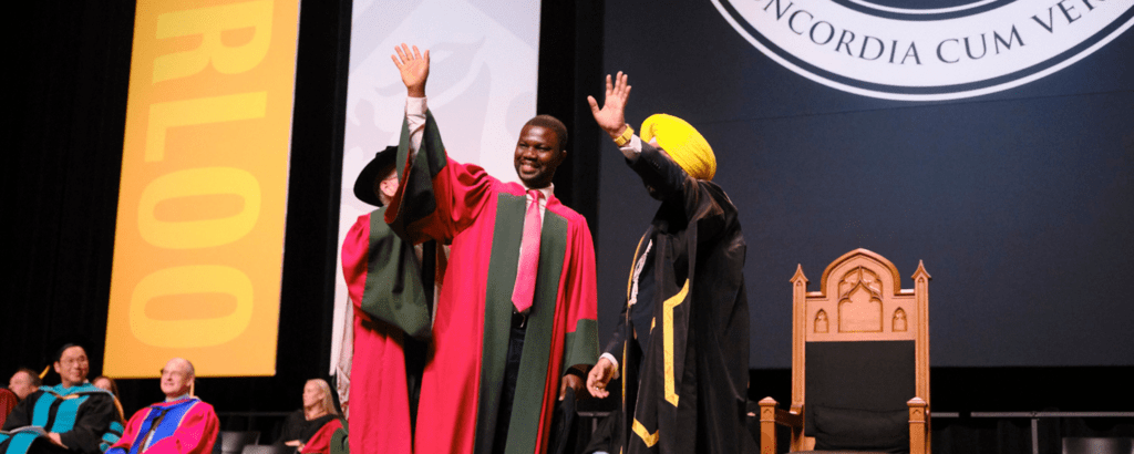 PhD student graduating at convocation