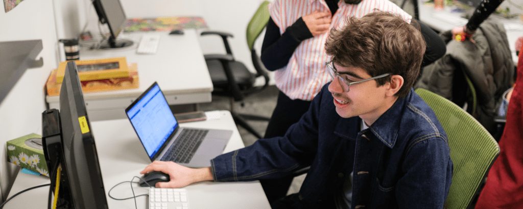 Student working on a computer