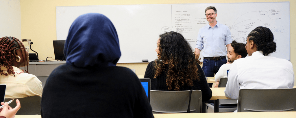 Students in a classroom lecture