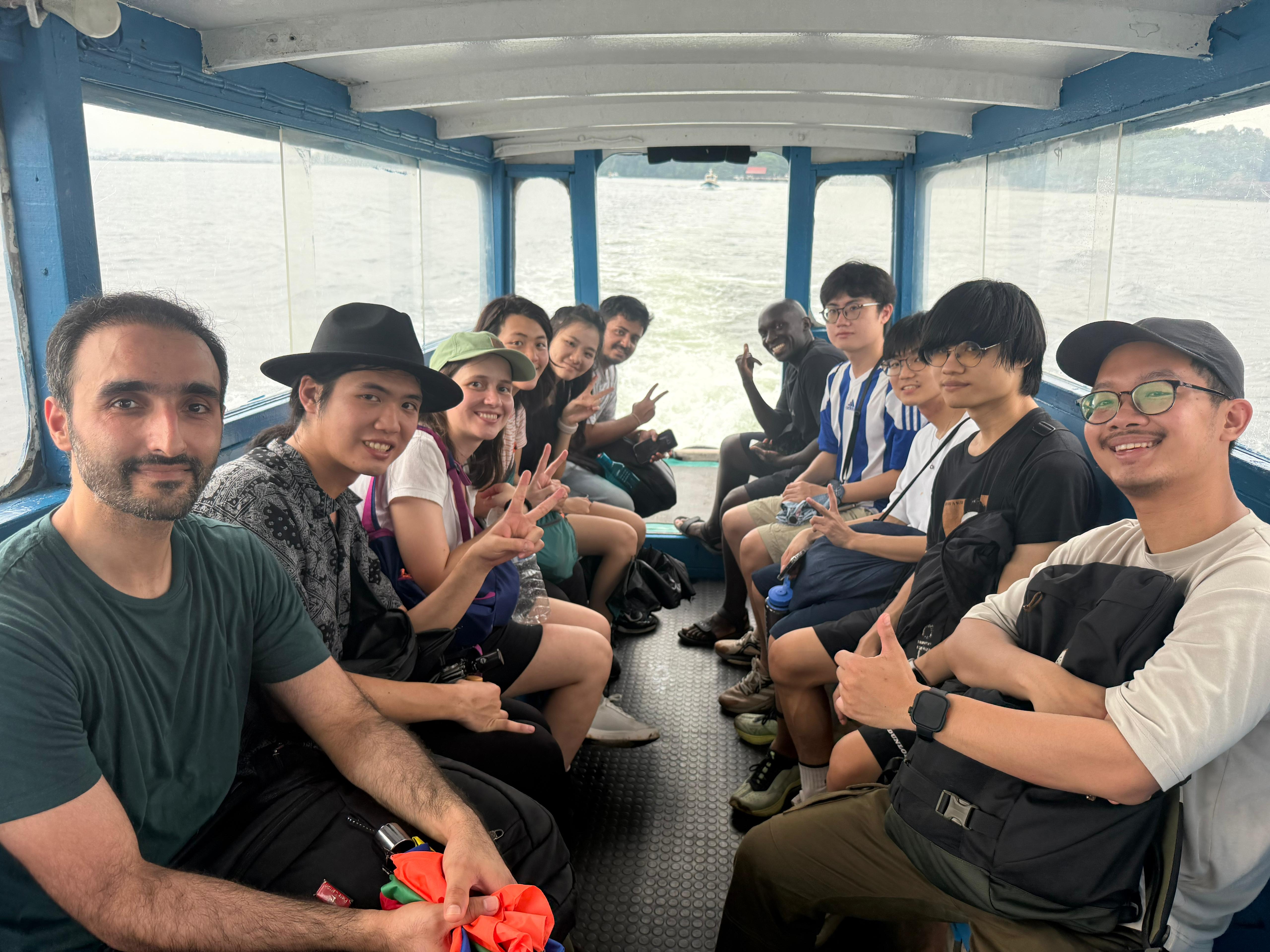 A group of people on a bus