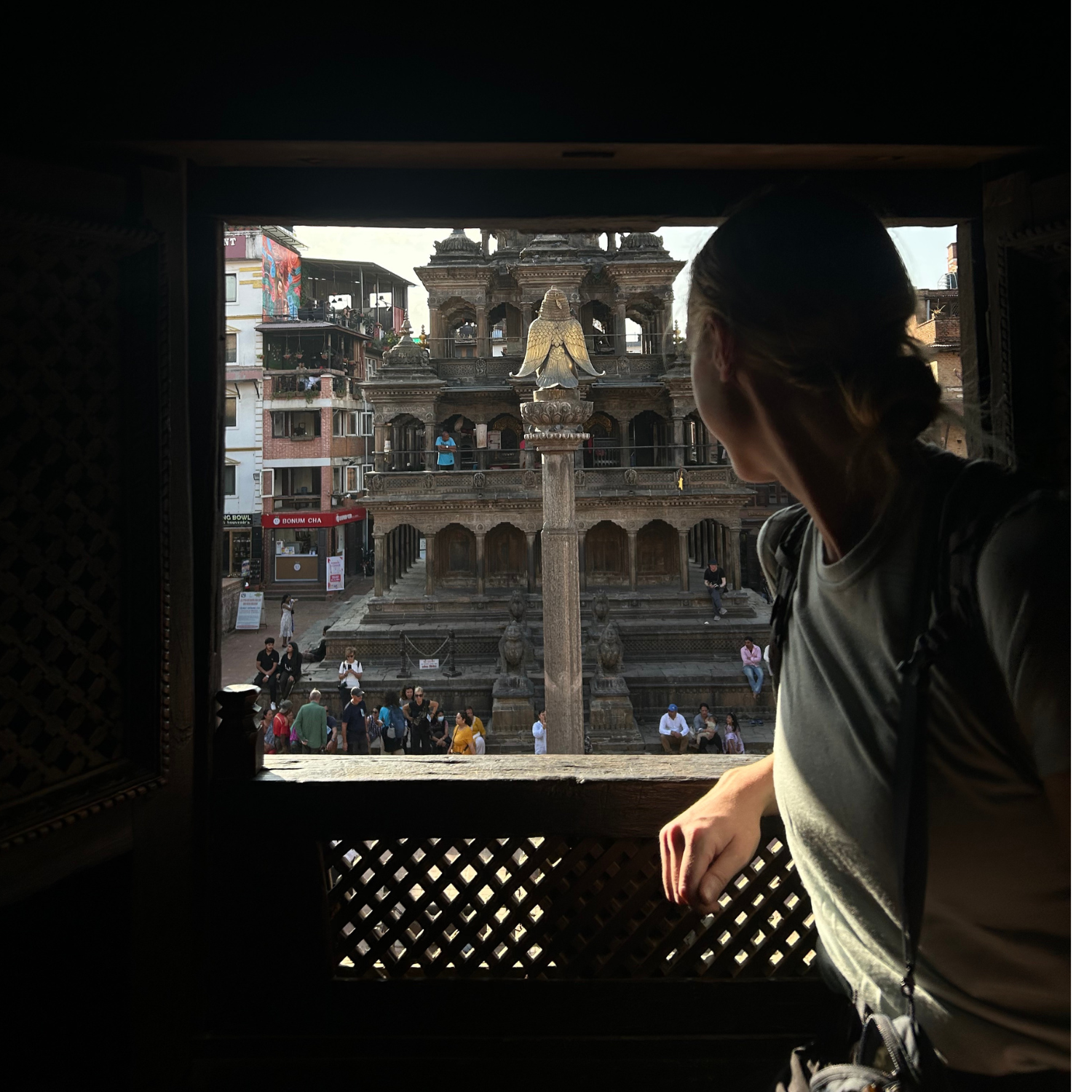 Kate Manninger looking out a window