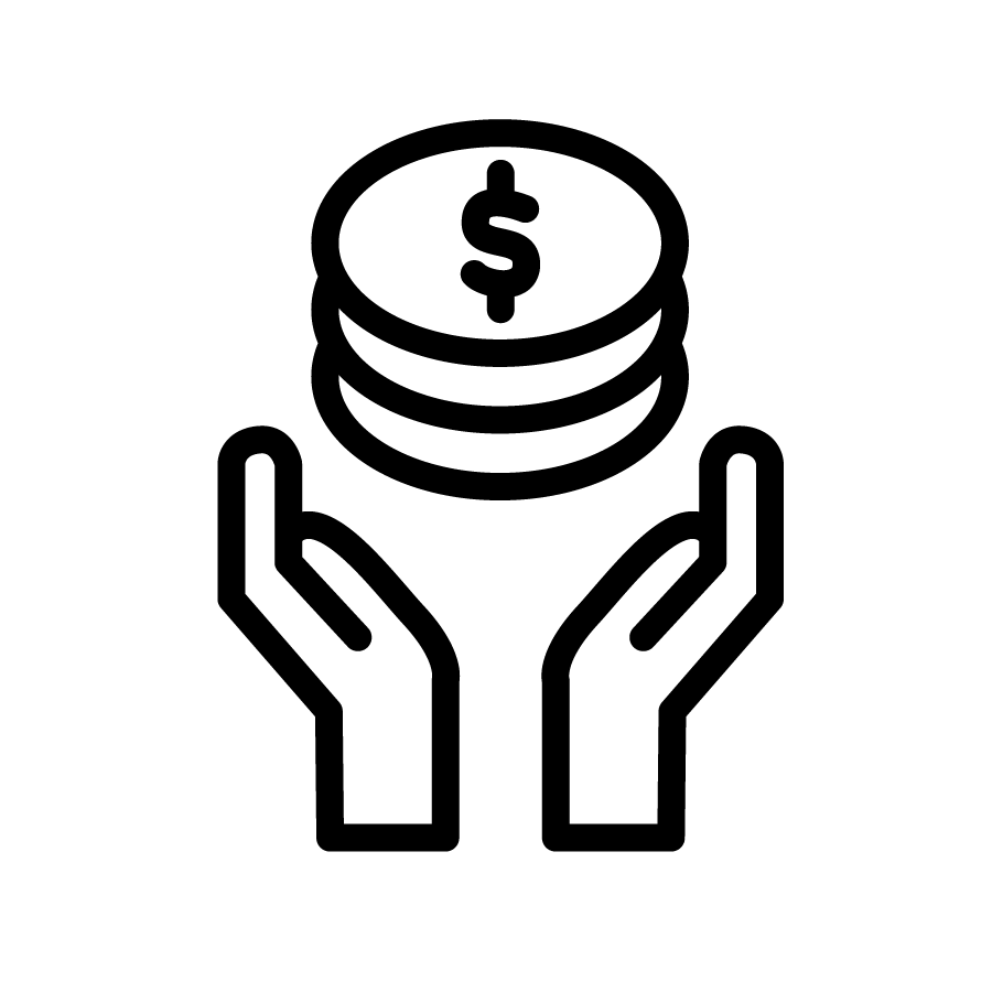 Hands with money icon
