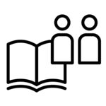 Two people and a book icon