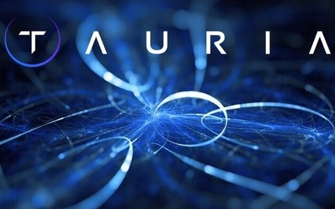 tauria logo on digital blue background