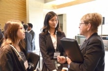 Students converse during a networking session.