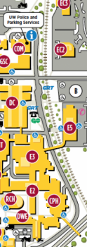 A portion of the campus map showing the section of ring road affected by the construction.