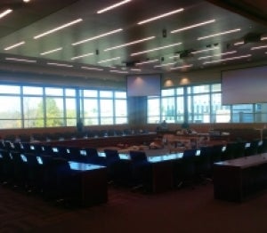 The new Board and Senate Room in the Needles Hall expansion.