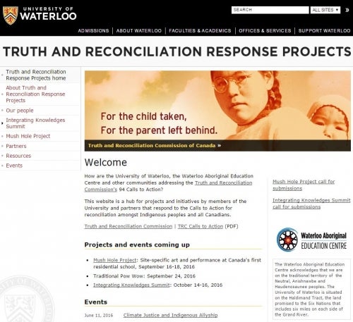 A screenshot of the Truth and Reconciliation Response Project website.