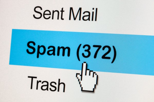 A close up of an email client's spam folder.