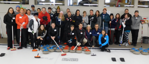 The 2018 Funspiel participants at the curling club.
