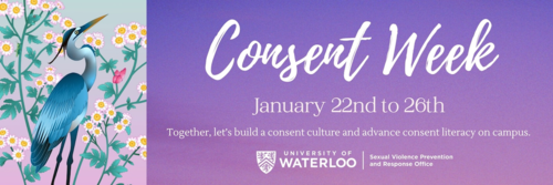 Consent Week banner featuring a blue heron.