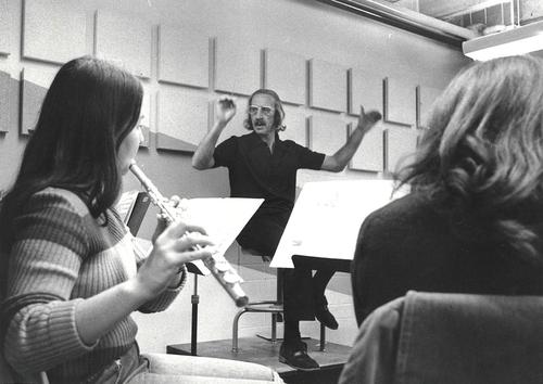 Alfred Kunz conducts a student orchestra in this undated photo.
