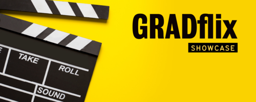 GRADflix banner showing a film studio clapper.