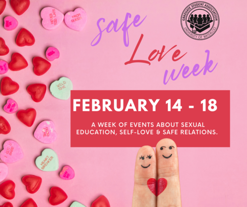 Safe Love Week banner featuring heart-shaped candy.