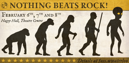 Nothing Beats Rock banner showing human evolution.