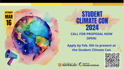 Climate Con 2024 proposal submission banner featuring a stylized planet Earth.