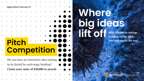 Velocity Pitch Competition banner with the slogan &quot;where big Idas lift off!&quot;
