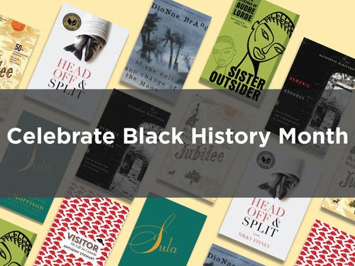 A graphic that shows books relating to Black History Month