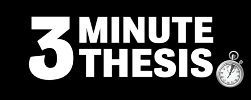 Three Minute Thesis banner featuring a stopwatch.