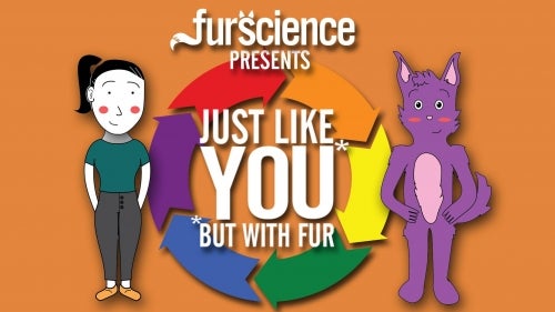 Just Like You Except With Fur logo showing a person and a furry.