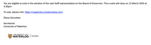 The email ballot for staff voters.