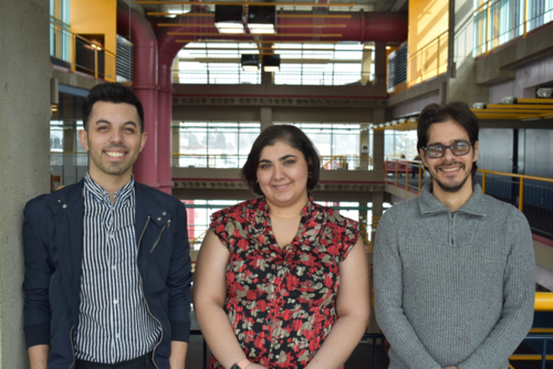 The three Waterloo grad student finalists for the NSERC video contest.