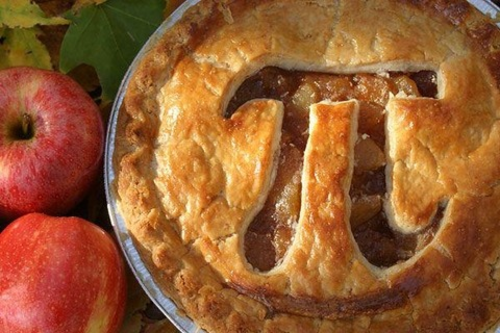 An apple pie with the 'Pi' symbol cut into its crust.