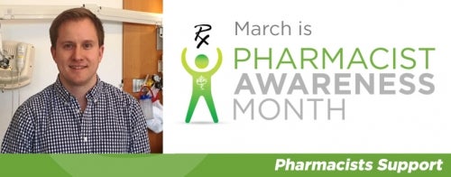 Michael Collins and a Pharmacist Awareness Month logo