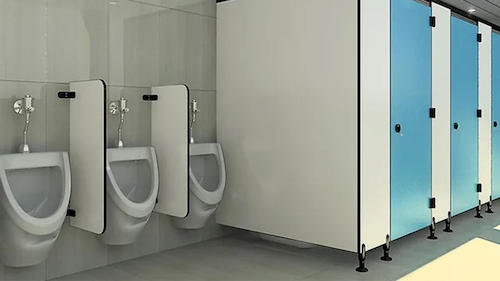 A washroom with urinals and stalls.