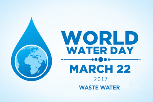 World Water Day logo with the Earth inside a droplet of water.