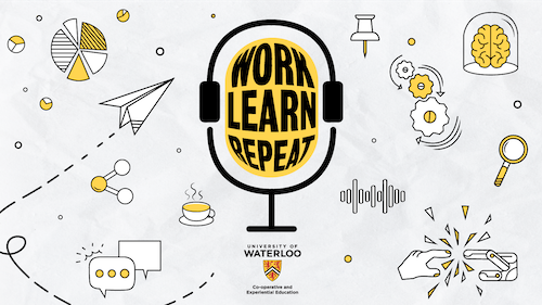 The CEE Work Learn Repeat banner image featuring a stylized microphone and headset