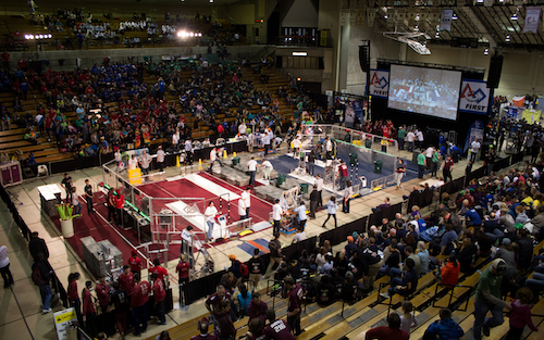 The FIRST Robotics competition in the Physical Activities Complex.