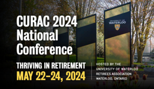 CURAC 2024 conference logo featuring the University of Waterloo's south campus entrance.
