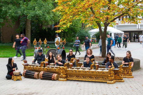 The Balinese Gamelan ensemble perform near the Peter Russell Rock Garden.