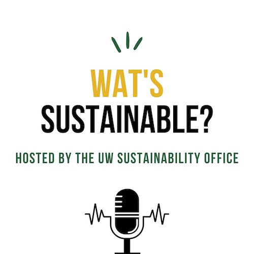Wat's Sustainable Podcast logo featuring a microphone.