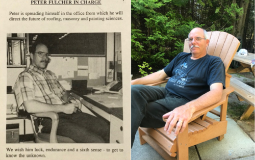 An old newspaper clipping of a younger Peter Fulcher next to a recent image of Peter Fulcher.