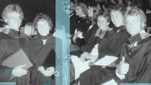 Nancy and Allan McCalder in their convocation regalia in the 70s.