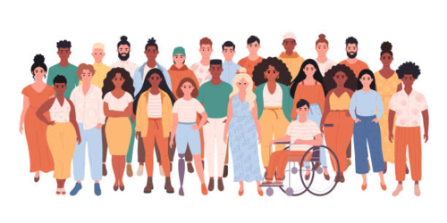 A diverse group of illustrated people.