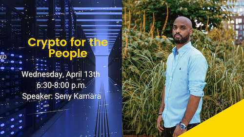 Crypto For the People graphic showing the keynote speaker, Seny Kamara.
