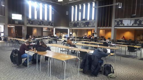 Students studying in the SLC Great Hall.