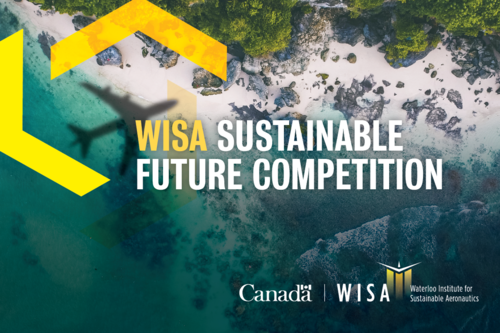 WISA Sustainable Futures Competition banner featuring the silhouette of a passenger plane flying over a beach.