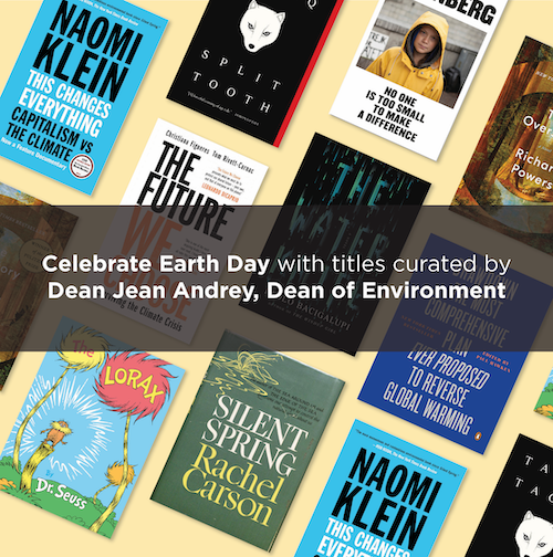 A collection of environmentally-themed books.